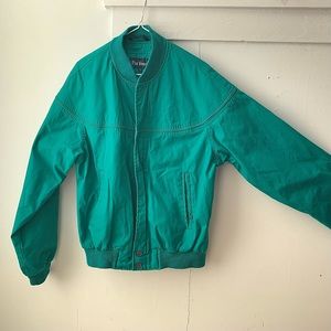 vtg 80s bright turquoise jacket
